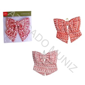 ENFEITE DE NATAL LACO VERMELHO COM GLITTER