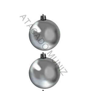 BOLA DE NATAL FU XING 2 UNIDADES 7CM PRATA