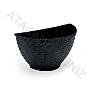 VASO DE PAREDE INJEPLASTEC RATTAN PRETO