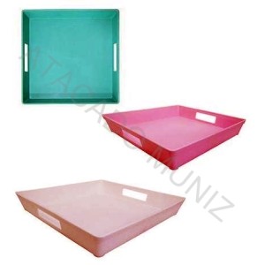 BANDEJA DE PLASTICO QUADRADA COLORS