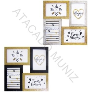 PORTA RETRATO MURAL DE MADEIRA FWB COLORS 4 FOTOS