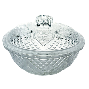 BOMBONIERE DE VIDRO WESTERN RELEVO HEARTS 10X18CM0 NA CAIXA