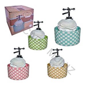 PORTA SABONETE LIQUIDO WINCY DE PORCELANA E ESPONJA RETRO