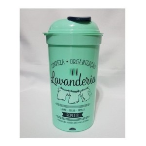 PORTA SABAO EM PO PLASUTIL REDONDO DECORADA LAVANDERIA