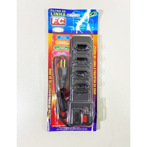 FILTRO DE LINHA FC 4 TOMADAS PT NEW PROTETOR DE REI E FUSIVEL RES