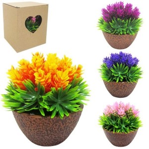 FLOR ARTIFICIAL COM VASO DE CERAMICA REDONDO SORTIDOS