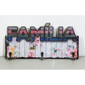 PORTA TOALHAS DE MADEIRA COM GANCHO FAMILIA FWB 14,7X29CM