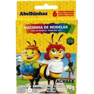MASSINHA DE MODELAR ACRILEX 90G COM 6 UNIDADES