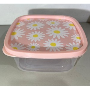 POTE PLASUTIL 1,1 LITROS QUADRADO TRANSPARENTE COM TAMPA DECORADO