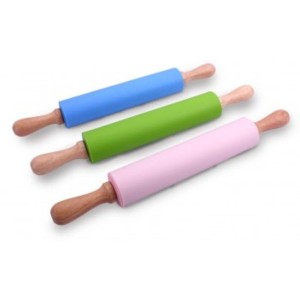 ROLO DE MASSA KE HOME DE SILICONE COM CABO MADEIRA