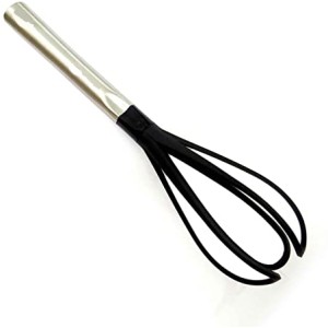 BATEDOR DE OVOS DE NYLON PRETO COM CABO DE ACO INOXIDAVEL