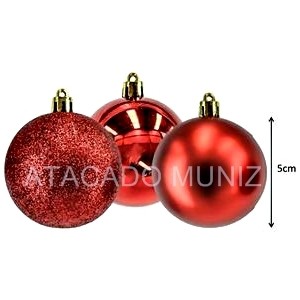 BOLA DE NATAL RIO MASTER FOSCA/ LISA/ GLITTER COM 6 UNIDADES